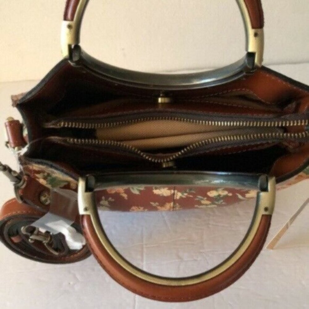 Patricia Nash Aria Handbag Leath Vintage Botanical Garden Floral Crossbody - Picture 10 of 13